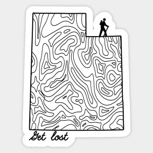 Get Lost Hiking Topographic Art Hike Utah State Map Sticker